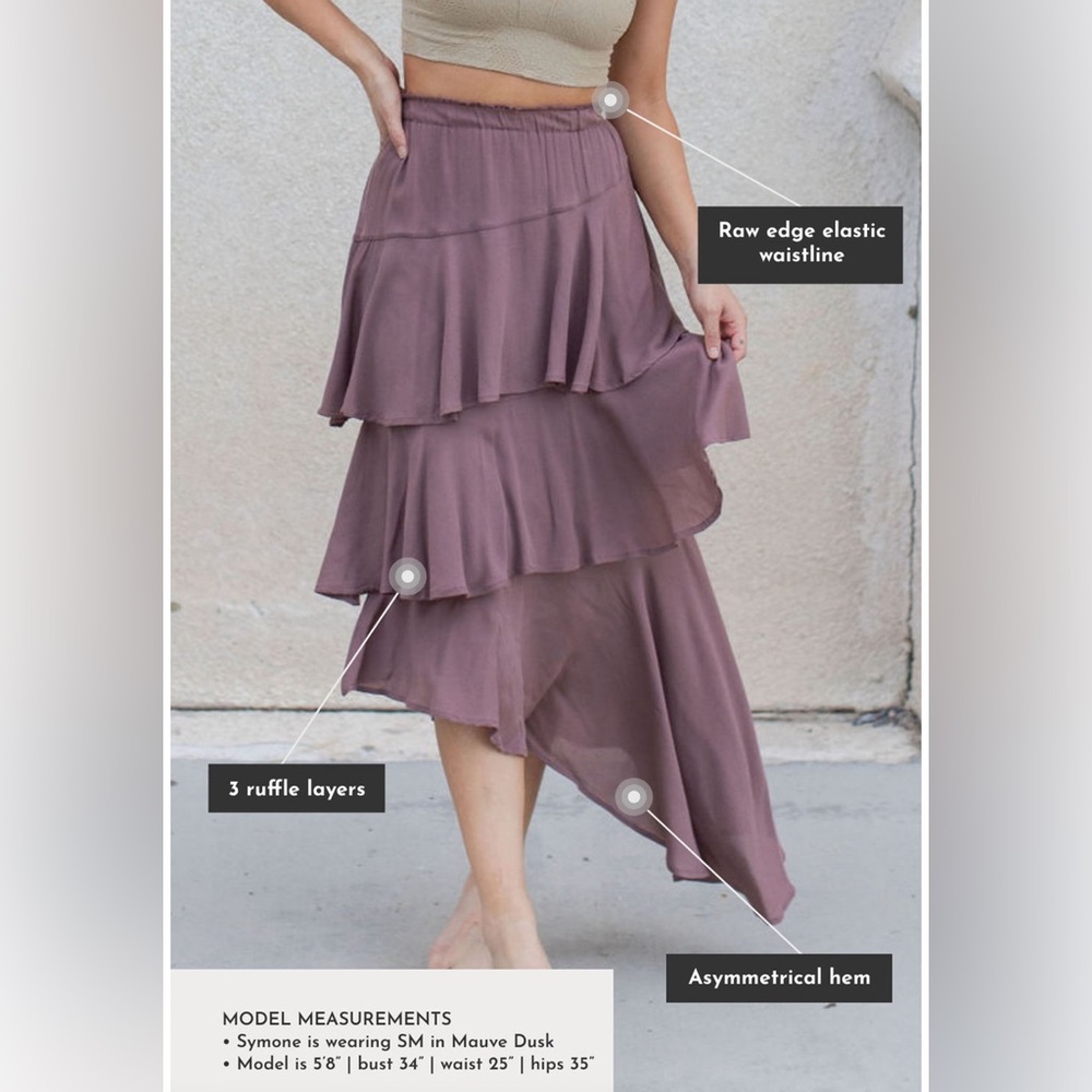 SAVVI Courtney Ruffled Skirt - S